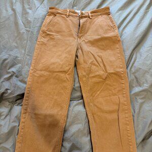 Everlane The Straight-Leg Crop Pants | Size 10 | Camel Brown | High Rise Cotton